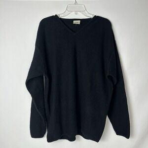 Vtg 100% Wool Country Road Work Wear Mens Sweater Black V Neck Medium Outdoors